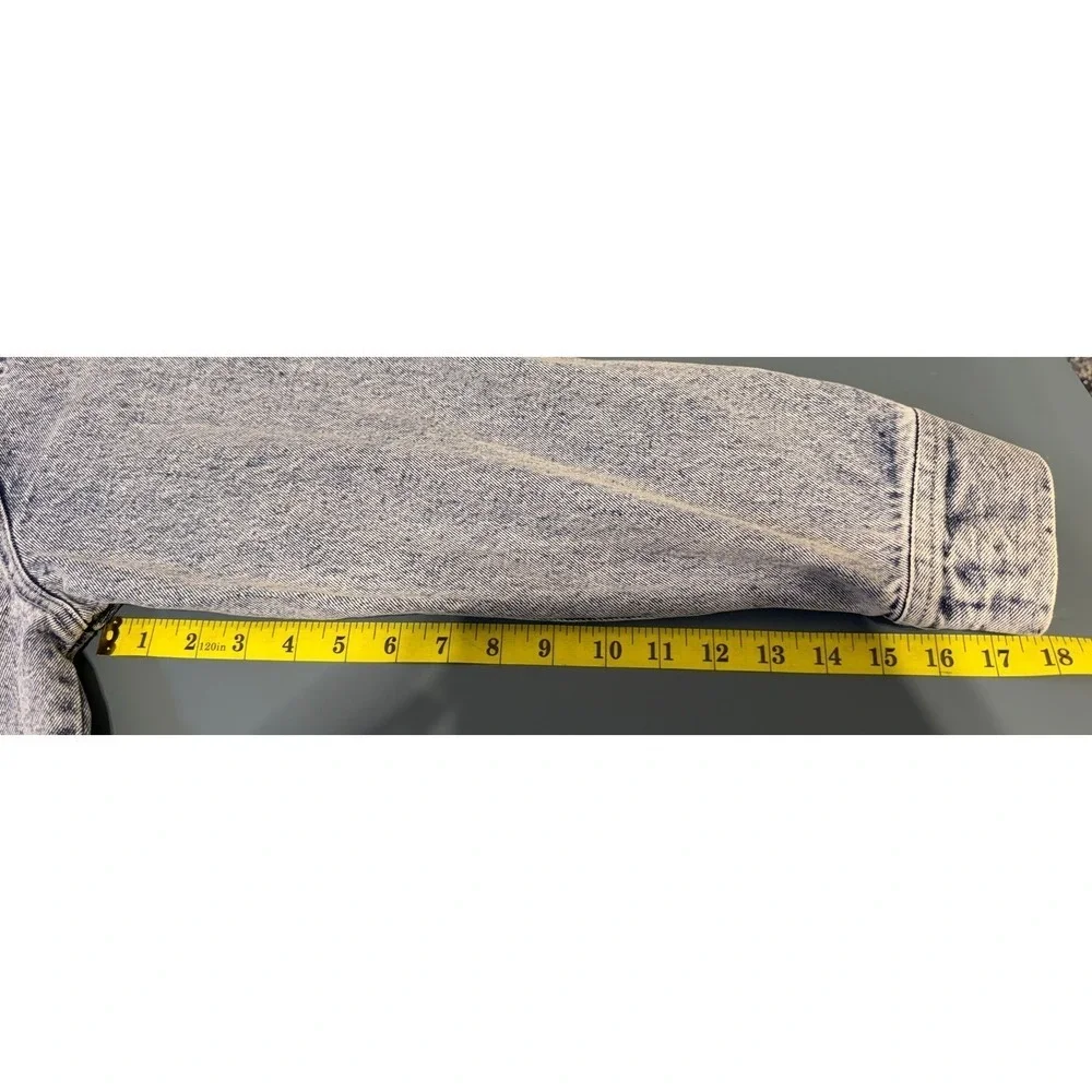 Blue‎ B Womens Acid Wash Denim Western Patch Oversized Shacket Light Blue S
